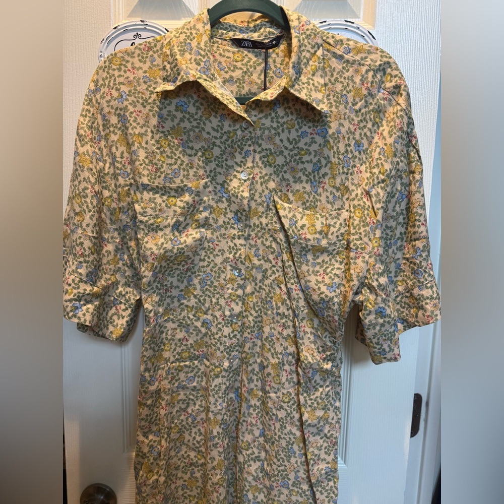 Zara Yellow Floral Midi Dress
